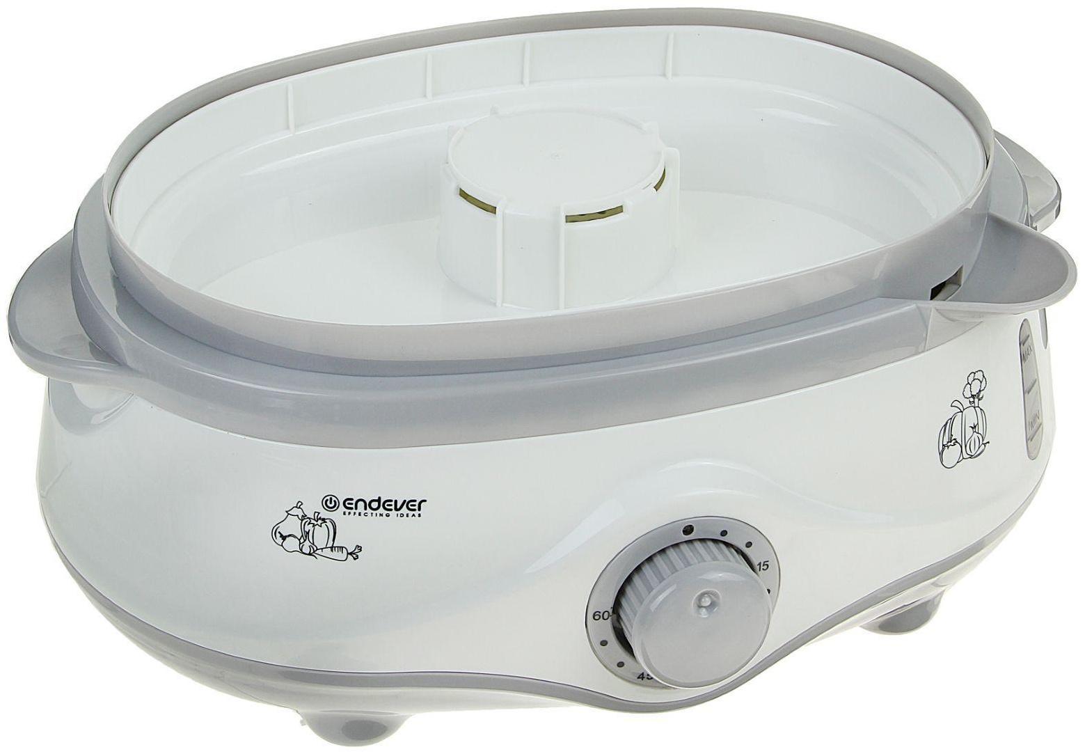 Пароварка Endever Vita-170, электрическая, 1000 Вт, 11 л, 3 яруса, бело-серая