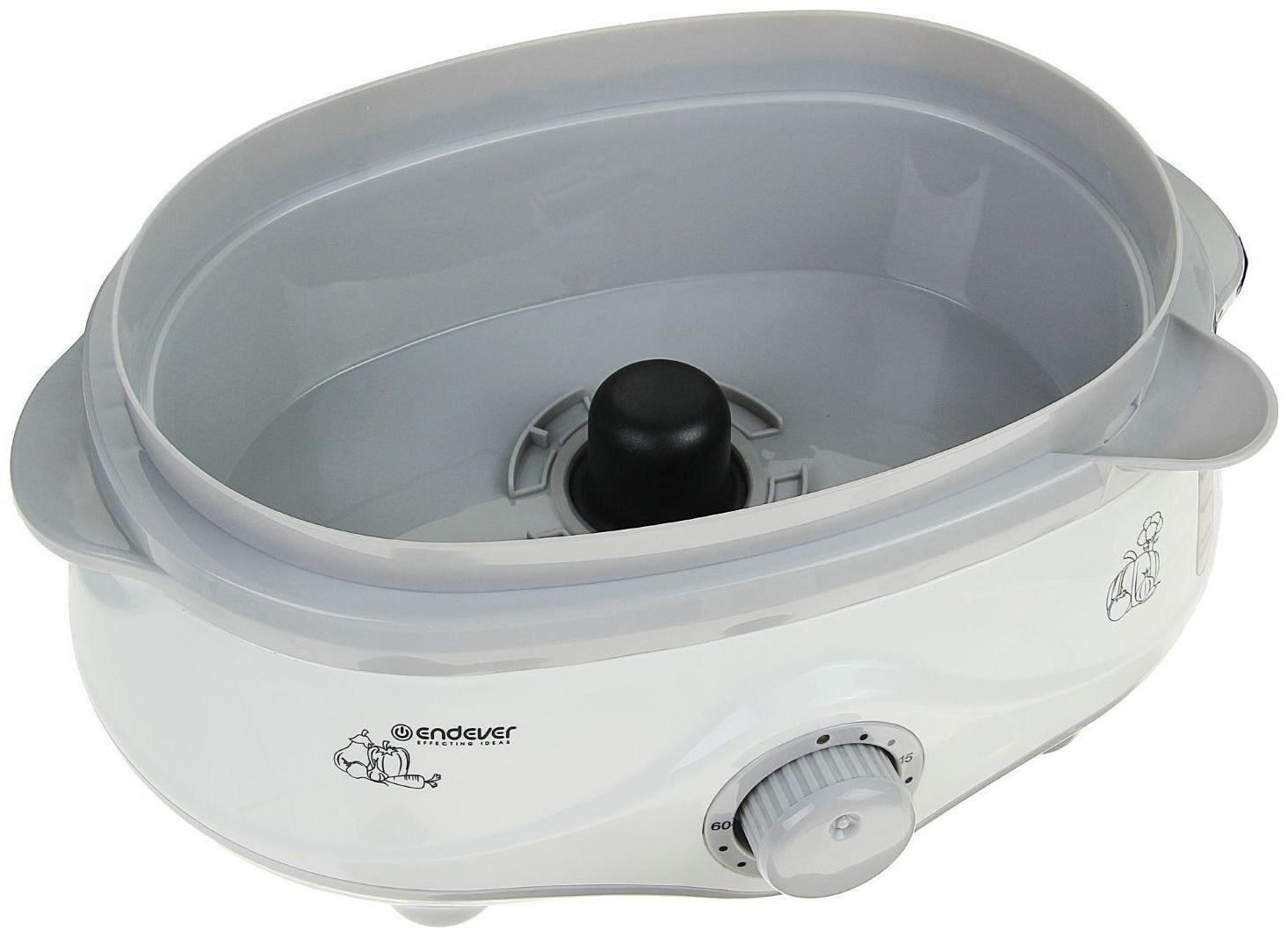 Пароварка Endever Vita-170, электрическая, 1000 Вт, 11 л, 3 яруса, бело-серая