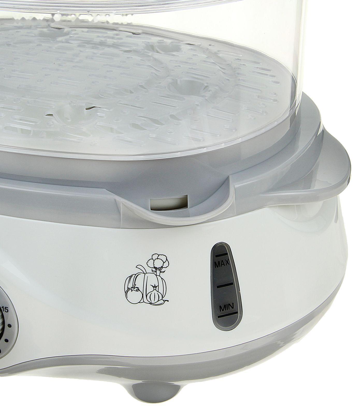 Пароварка Endever Vita-170, электрическая, 1000 Вт, 11 л, 3 яруса, бело-серая