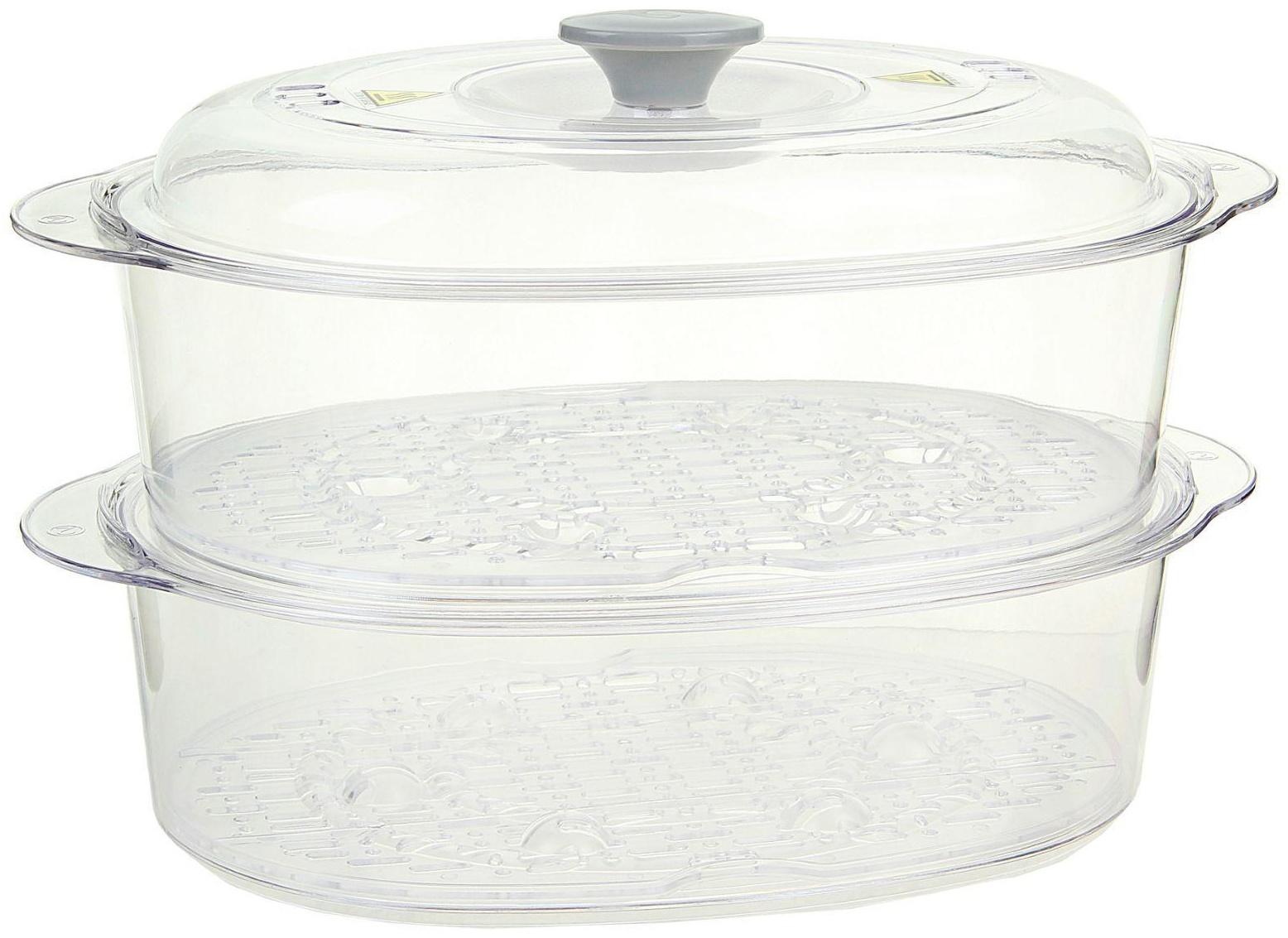 Пароварка Endever Vita-170, электрическая, 1000 Вт, 11 л, 3 яруса, бело-серая