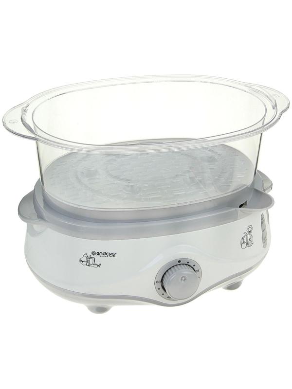 Пароварка Endever Vita-170, электрическая, 1000 Вт, 11 л, 3 яруса, бело-серая