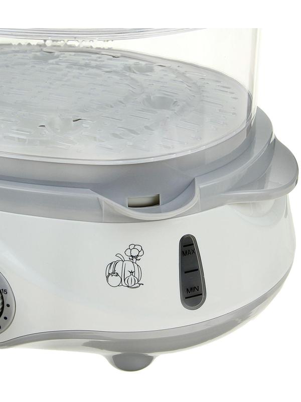 Пароварка Endever Vita-170, электрическая, 1000 Вт, 11 л, 3 яруса, бело-серая