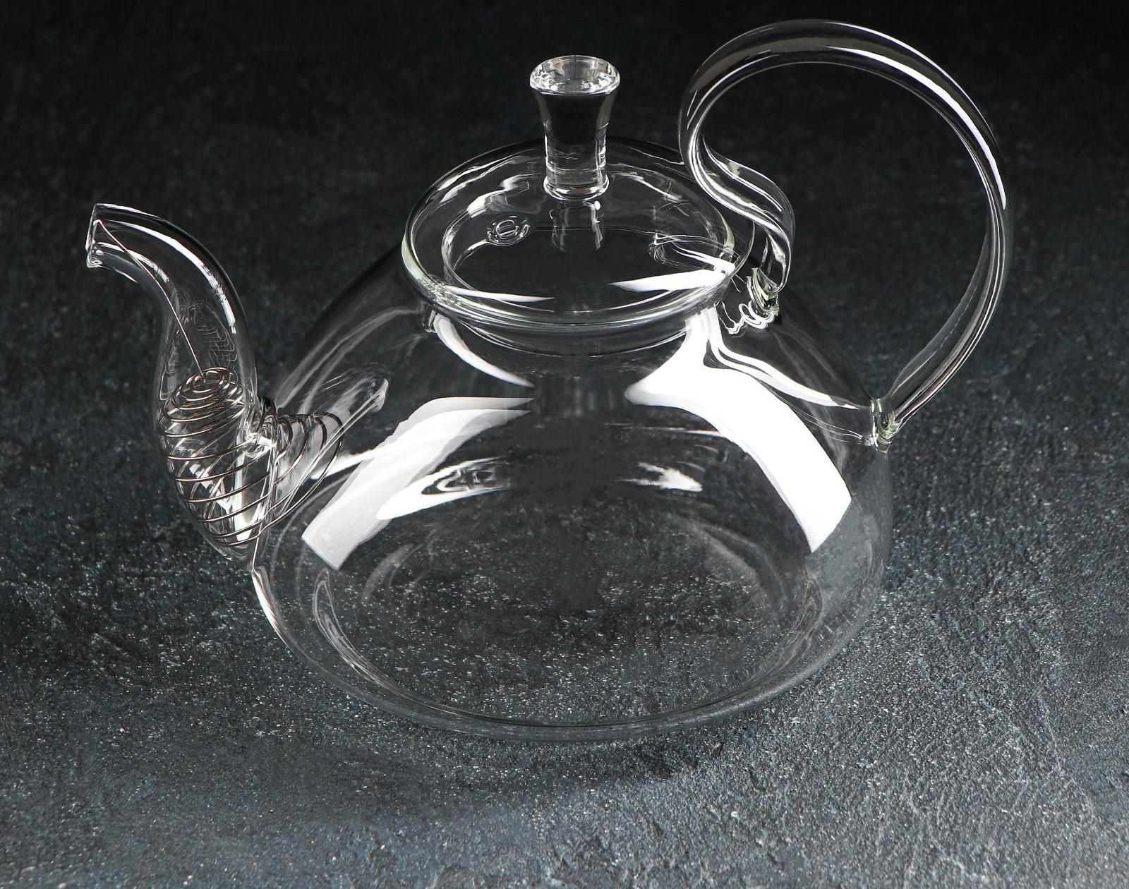 Чайник стеклянный заварочный с металлическим ситом «Элегия», 800 мл