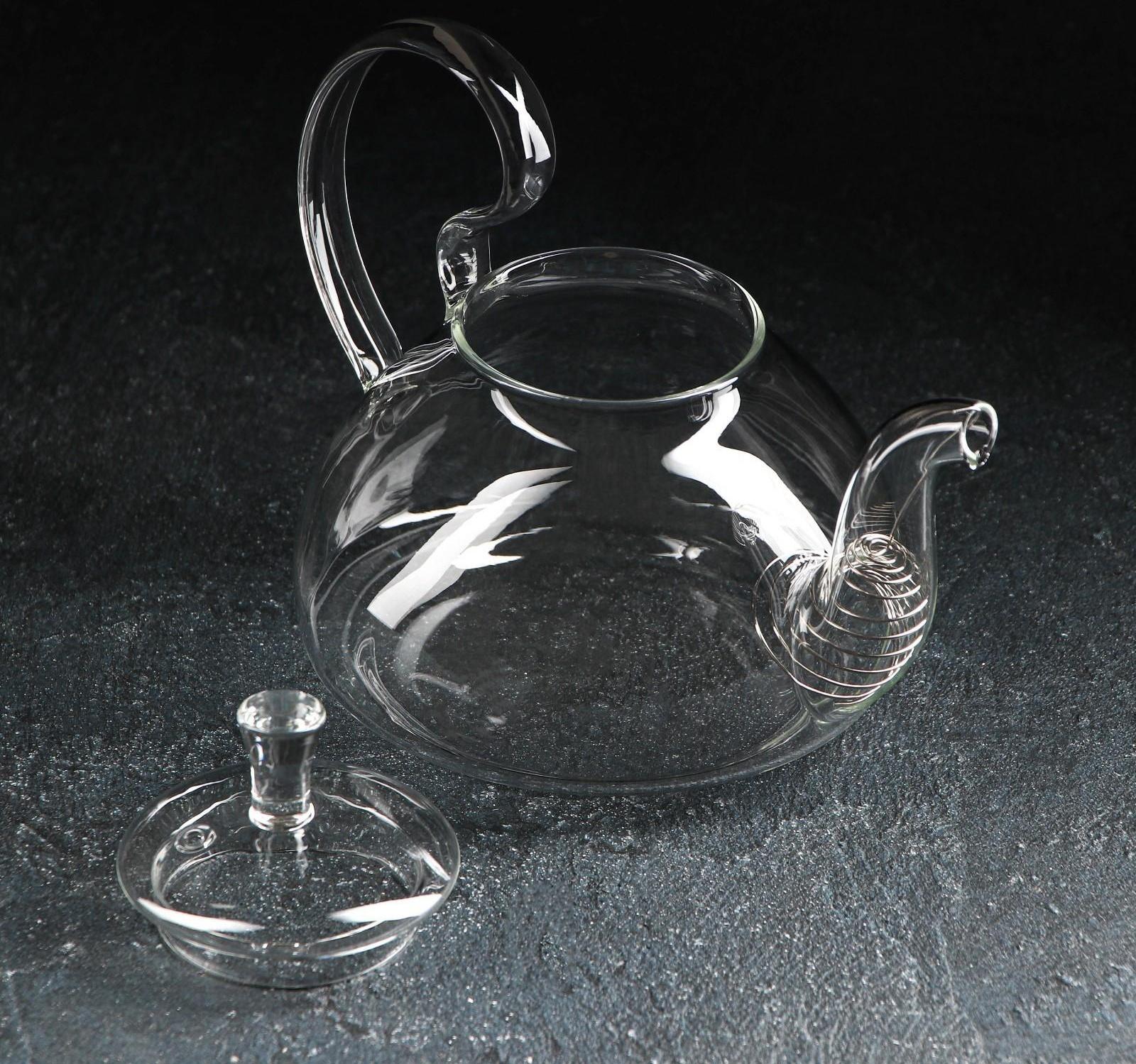 Чайник стеклянный заварочный с металлическим ситом «Элегия», 800 мл
