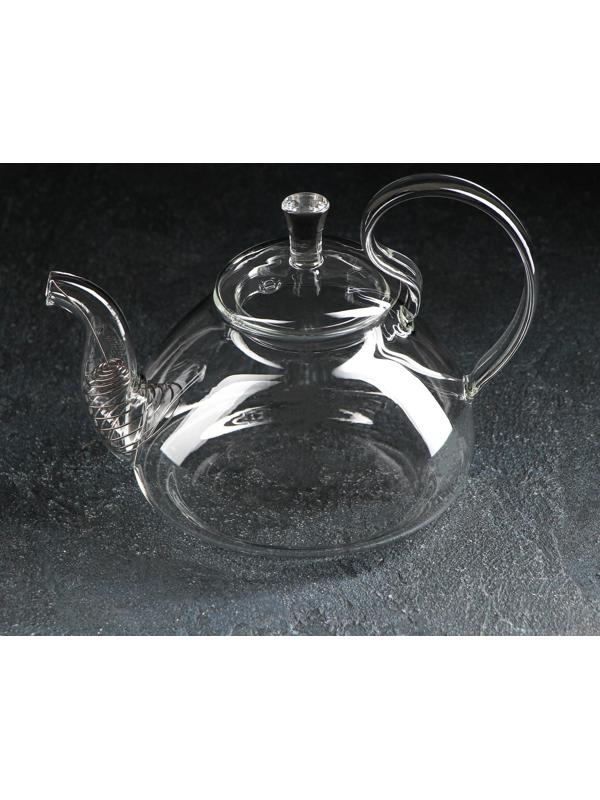 Чайник стеклянный заварочный с металлическим ситом «Элегия», 800 мл