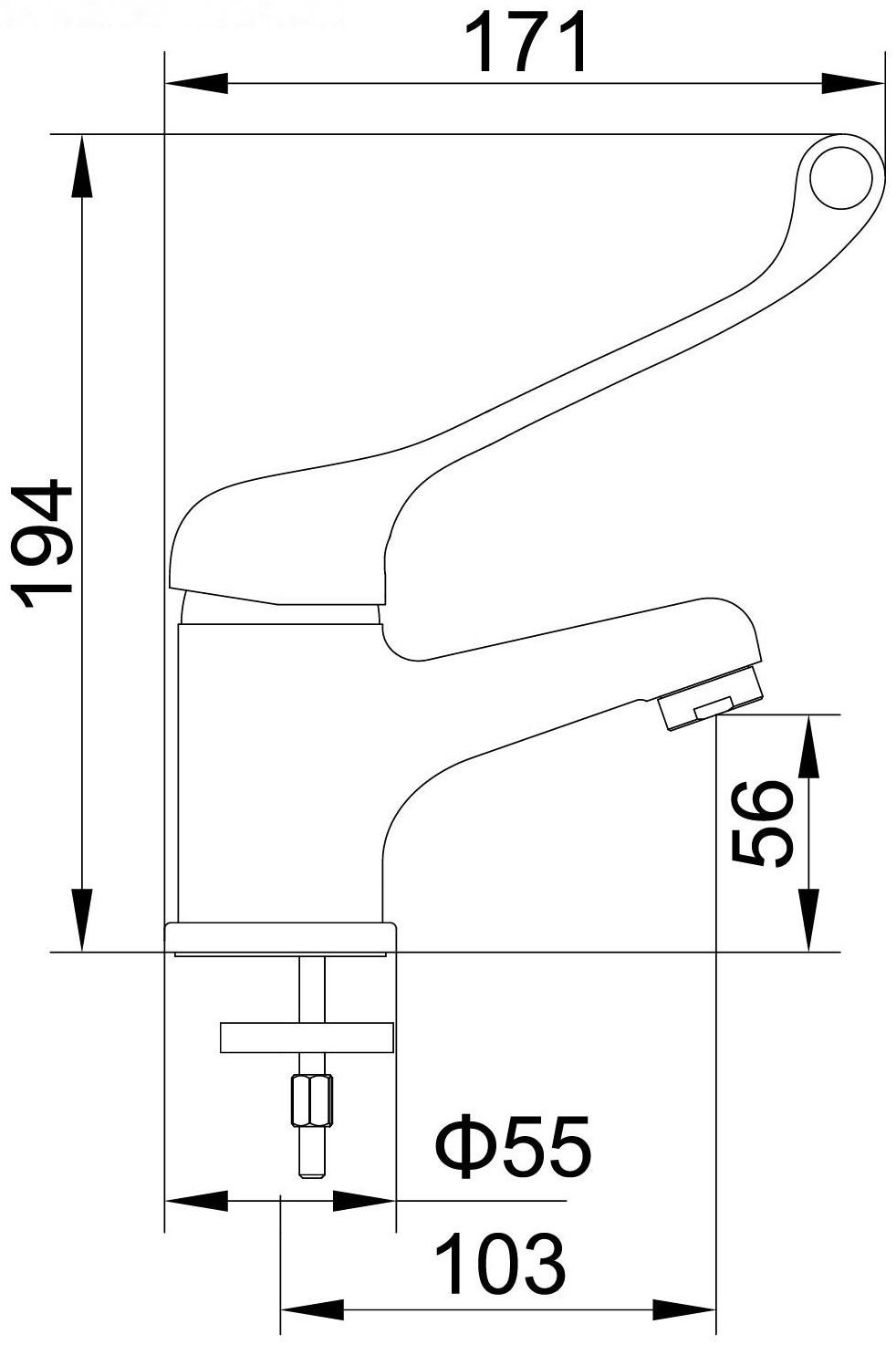 Смеситель для раковины Accoona A9041, однорычажный, с хирургической ручкой, хром