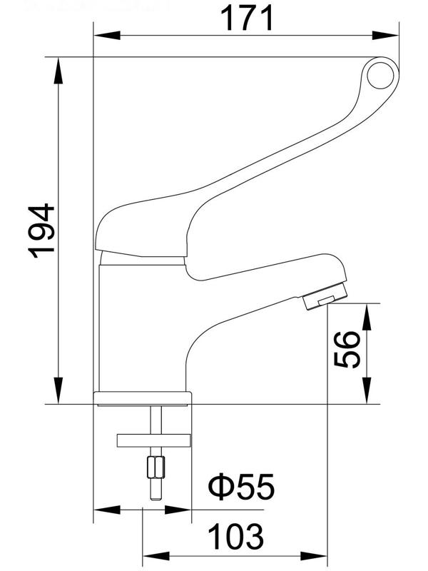 Смеситель для раковины Accoona A9041, однорычажный, с хирургической ручкой, хром