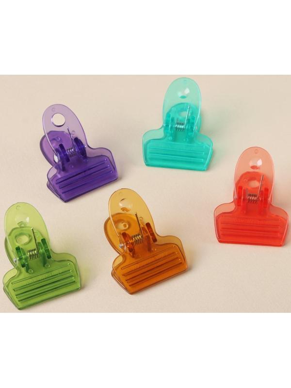 Набор зажимов для пакетов, 5,5×4 см, 5 шт, цвет МИКС