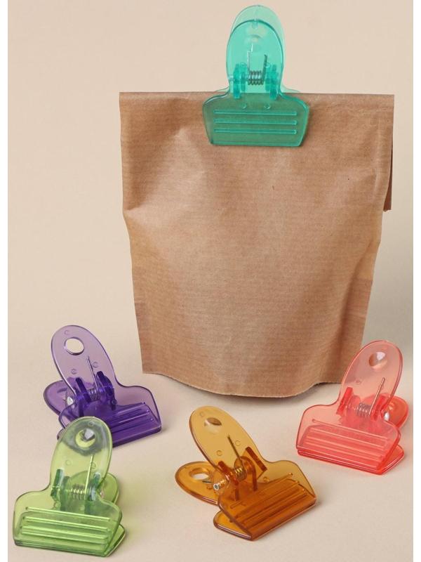 Набор зажимов для пакетов, 5,5×4 см, 5 шт, цвет МИКС