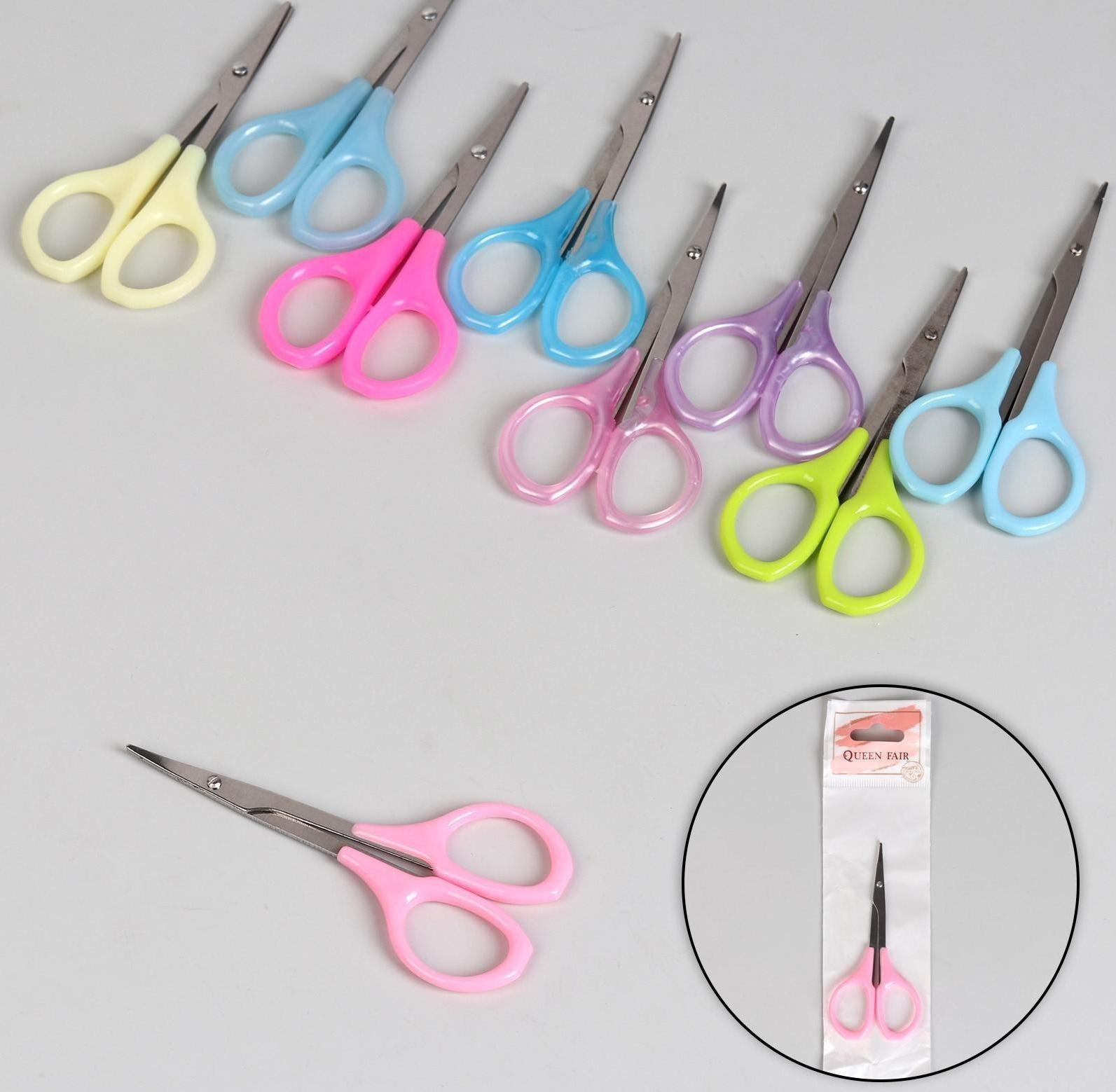 Ножницы маникюрные, загнутые, 9 см, цвет МИКС