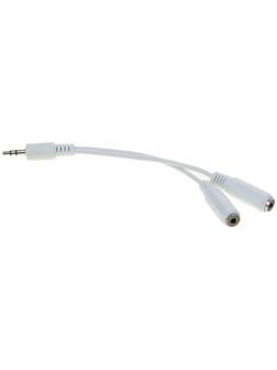 Кабель-разветвитель аудио Cablexpert CCA-415W,Jack3.5мм(3pin)(m)-2хJack(3pin)(f),0.1 м,белый
