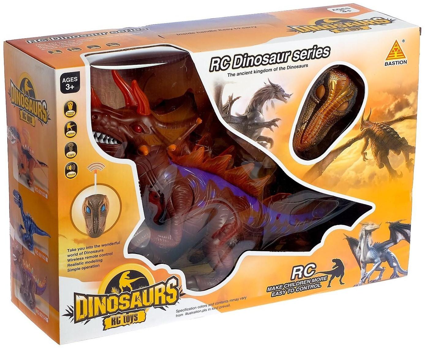Динозавр радиоуправляемый T-Rex, световые и звуковые эффекты, работает от батареек