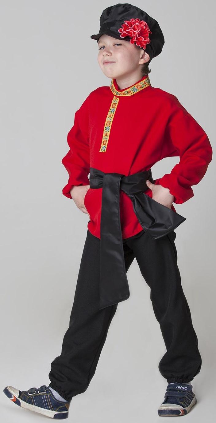 Карнавальный костюм для мальчика «Русский народный», рубашка, брюки, картуз, кушак, рост 116-122 см, 5-6 лет