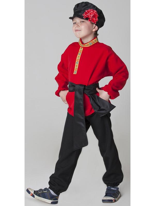 Карнавальный костюм для мальчика «Русский народный», рубашка, брюки, картуз, кушак, рост 116-122 см, 5-6 лет
