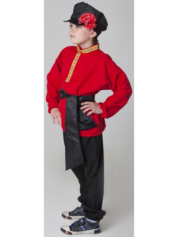 Карнавальный костюм для мальчика «Русский народный», рубашка, брюки, картуз, кушак, рост 116-122 см, 5-6 лет