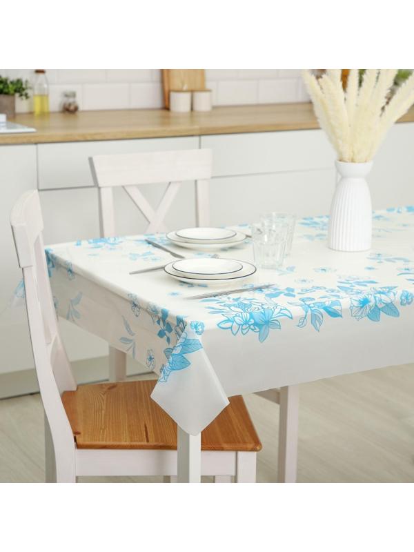 Скатерть без основы одноразовая двухсторонняя «Лилии», 110×180 см, рулон 5 шт, цвет белый