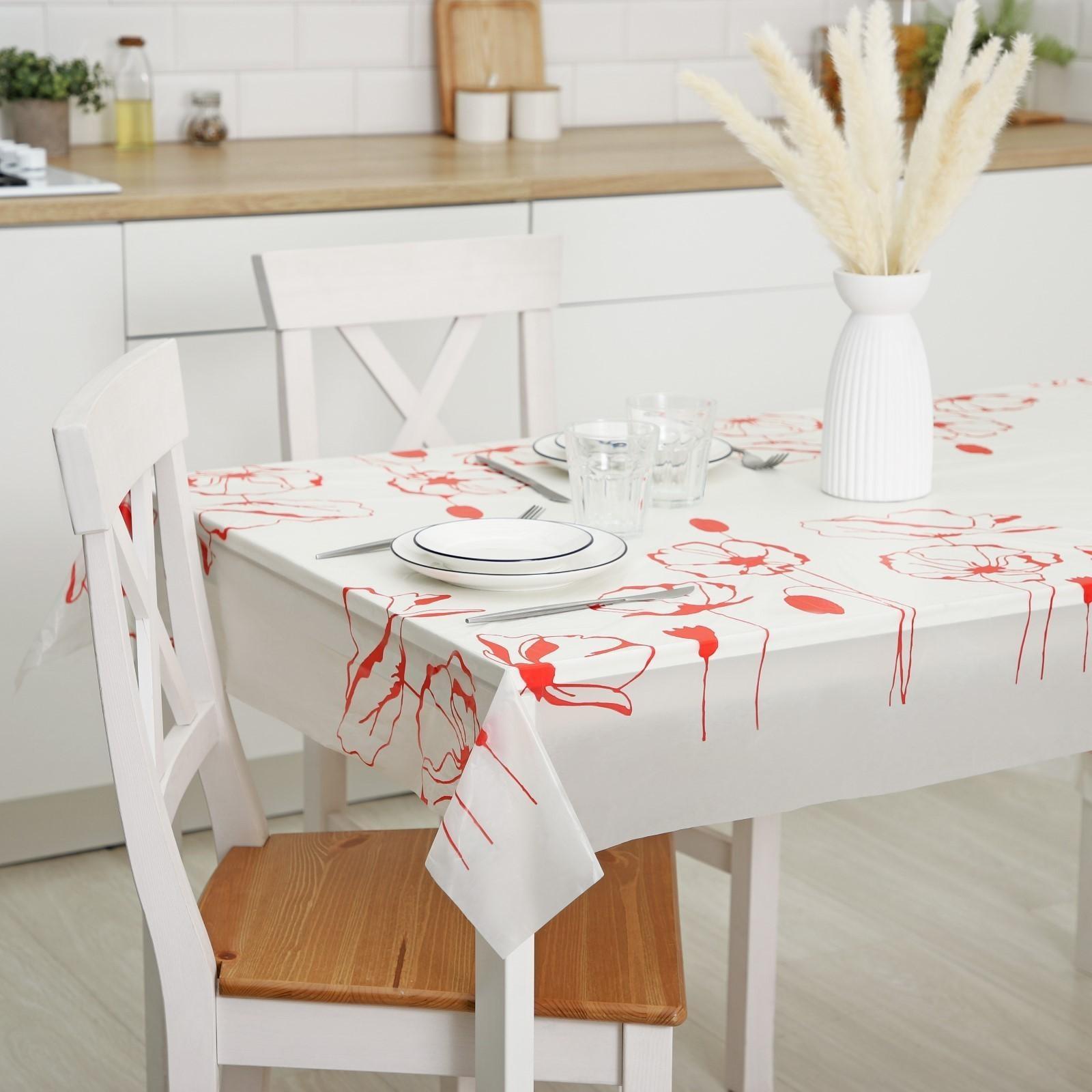 Скатерть без основы одноразовая «Маки», 110×220 см, рисунок микс