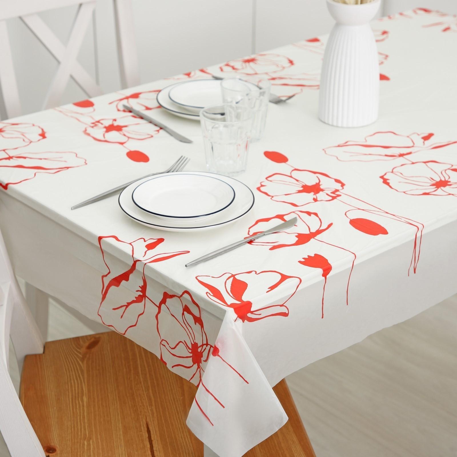 Скатерть без основы одноразовая «Маки», 110×220 см, рисунок микс