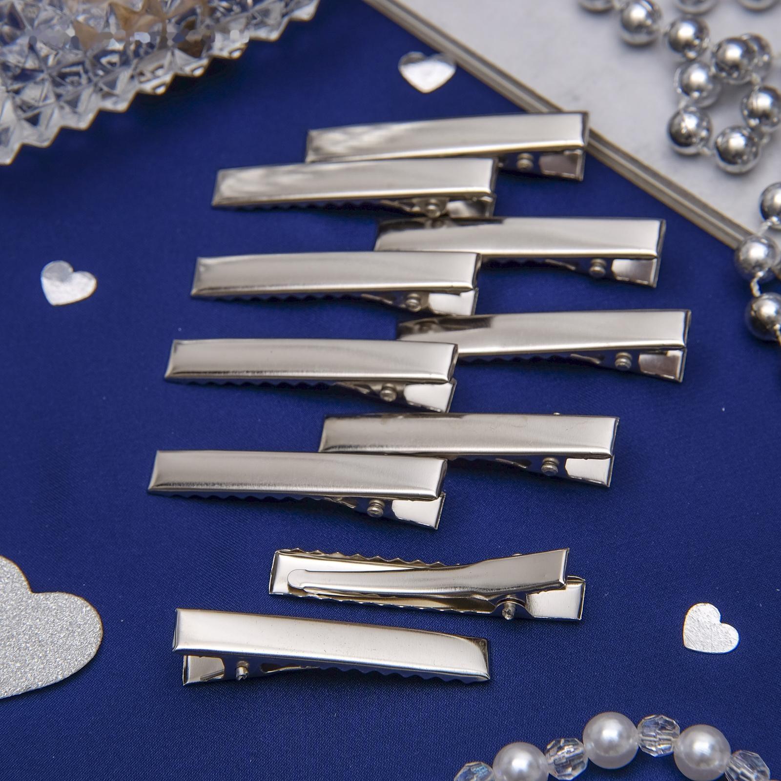 Основа для заколки, зажим 4,5 см, серебро