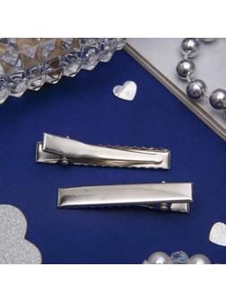 Основа для заколки, зажим 4,5 см, серебро