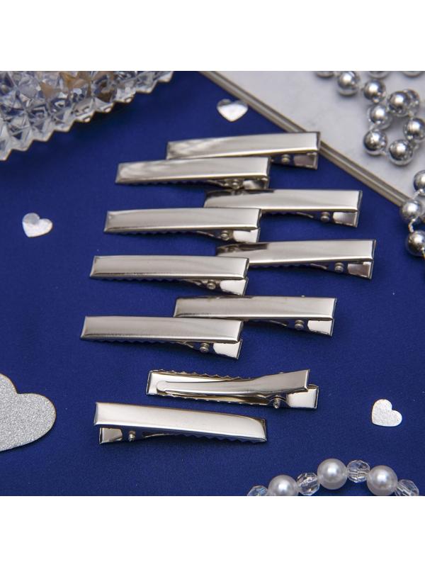 Основа для заколки, зажим 4,5 см, серебро