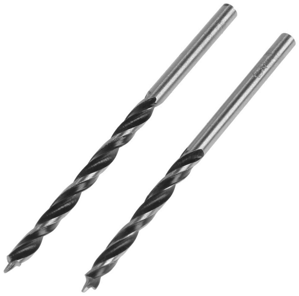 Сверло по дереву ТУНДРА, цилиндрический хвостовик, 3 х 60 мм, 2 шт.