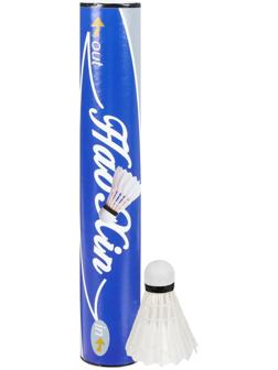 Воланы для бадминтона, перо, в тубе, набор 12 штук, цвет белый