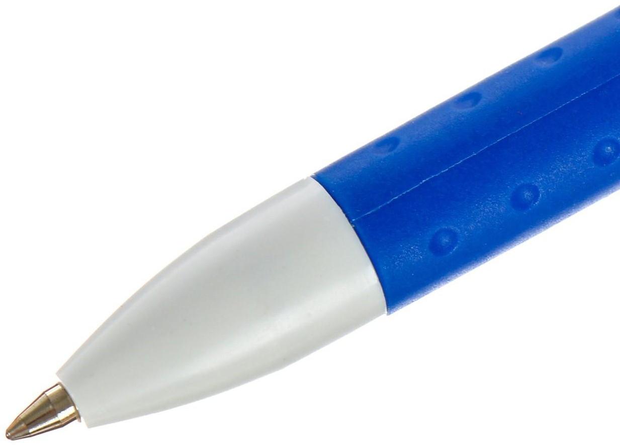 Ручка гелевая, 0.5 мм, стержень синий, корпус белый, с резиновым держаталем