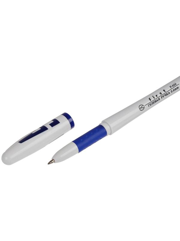 Ручка гелевая, 0.5 мм, стержень синий, корпус белый, с резиновым держаталем