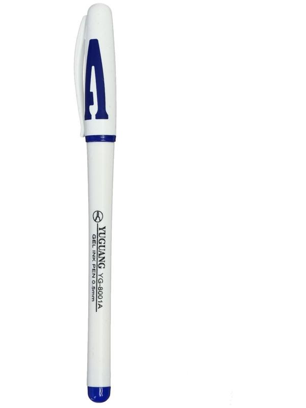 Ручка гелевая, 0.5 мм, стержень синий, корпус белый, с резиновым держаталем