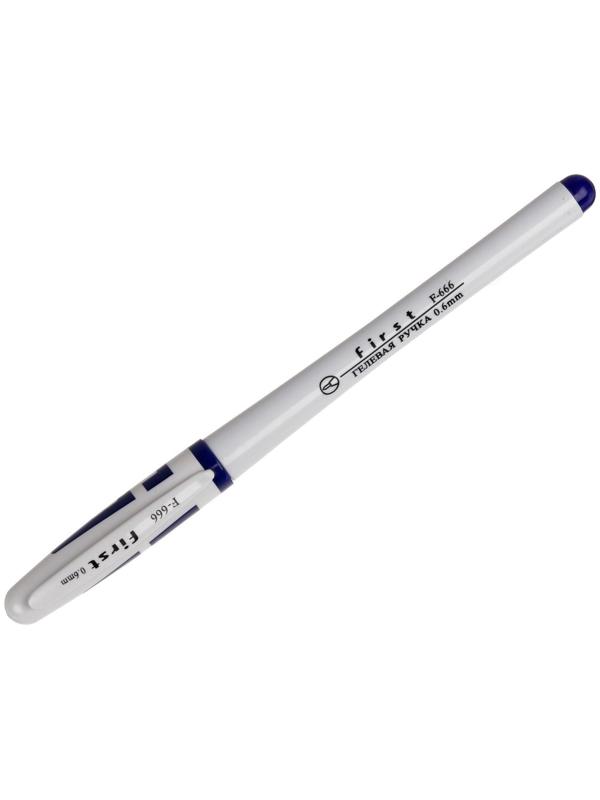 Ручка гелевая, 0.5 мм, стержень синий, корпус белый, с резиновым держаталем