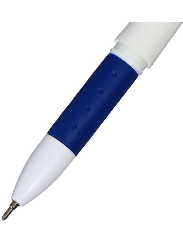 Ручка гелевая, 0.5 мм, стержень синий, корпус белый, с резиновым держаталем