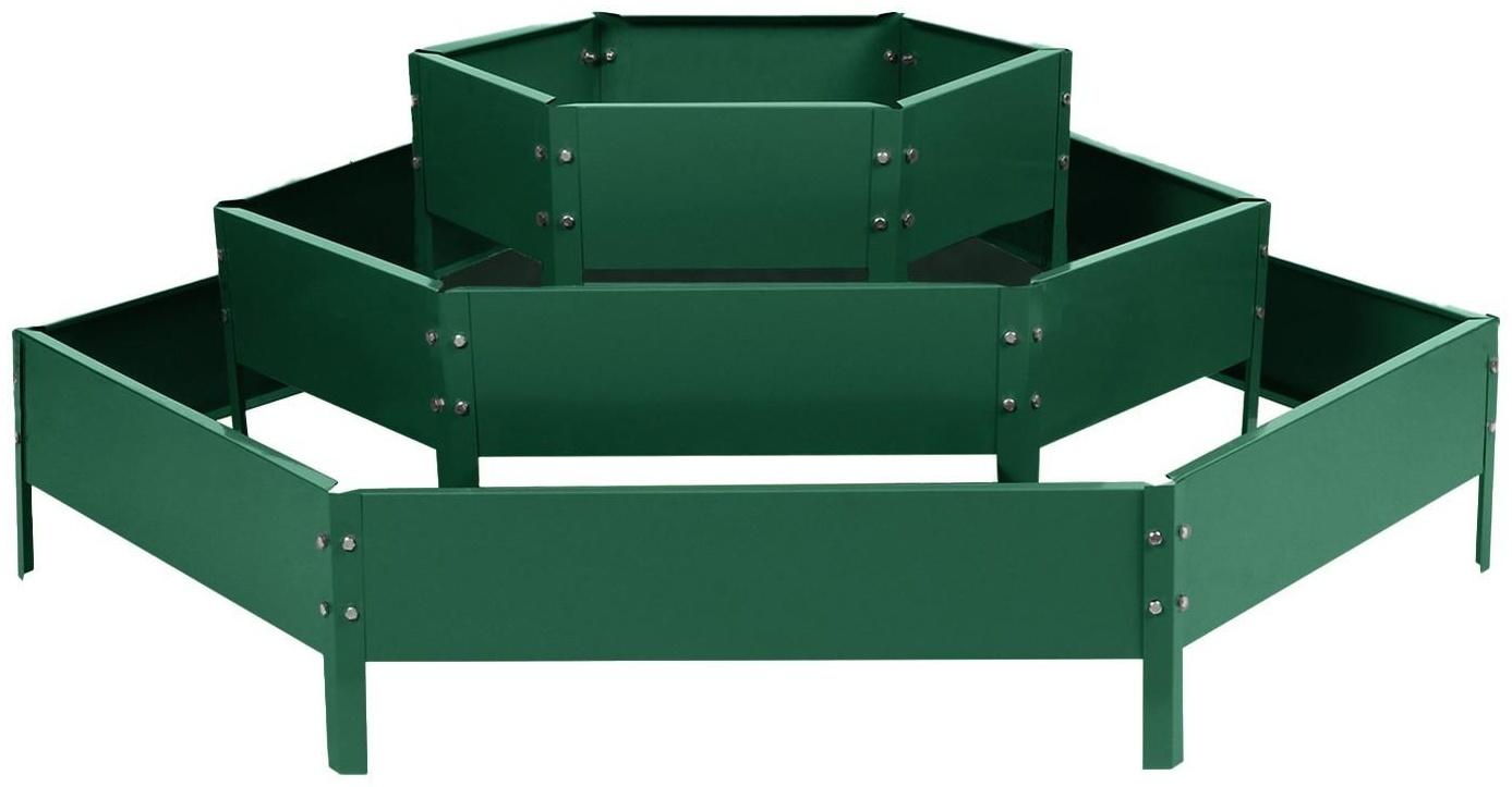 Клумба оцинкованная, 3 яруса, d = 60–100–140 см, h = 45 см, зелёная, Greengo