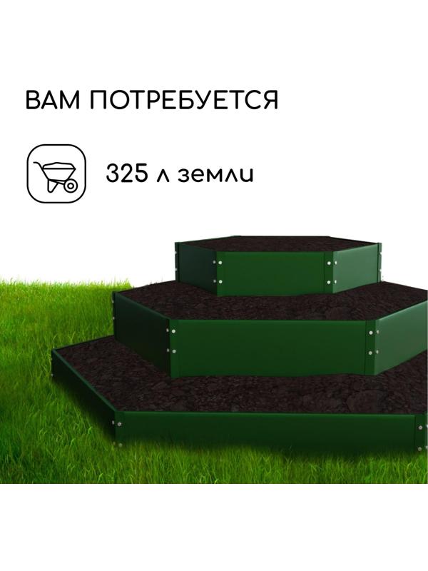 Клумба оцинкованная, 3 яруса, d = 60–100–140 см, h = 45 см, зелёная, Greengo
