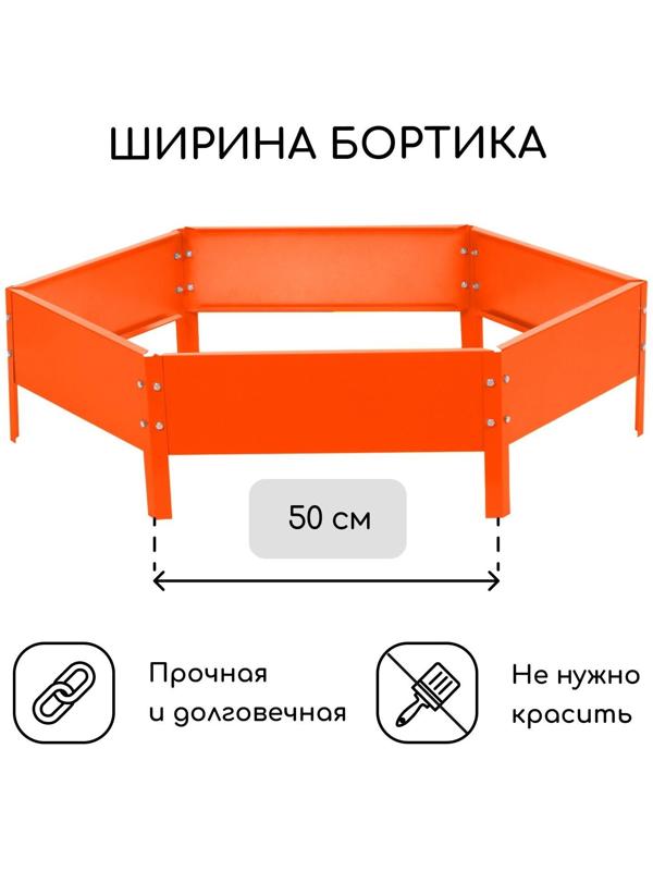 Клумба оцинкованная, d = 100 см, h = 15 см, оранжевая, Greengo