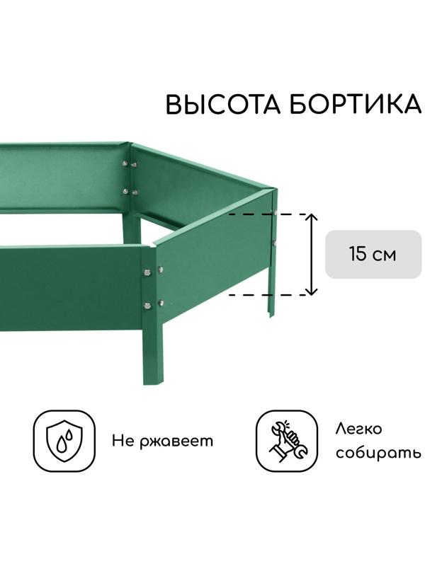 Клумба оцинкованная, d = 100 см, h = 15 см, зелёная, Greengo