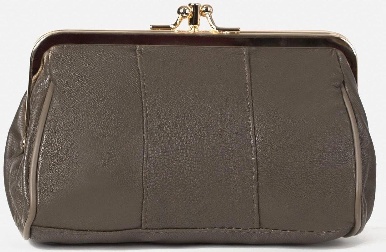 Косметичка на фермуаре, 2 отдела, наружный карман, цвет серый