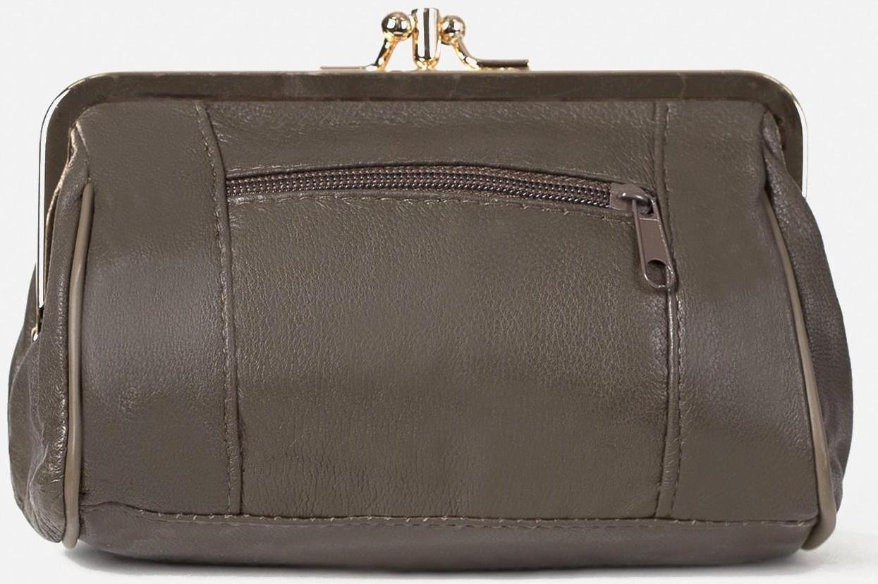 Косметичка на фермуаре, 2 отдела, наружный карман, цвет серый