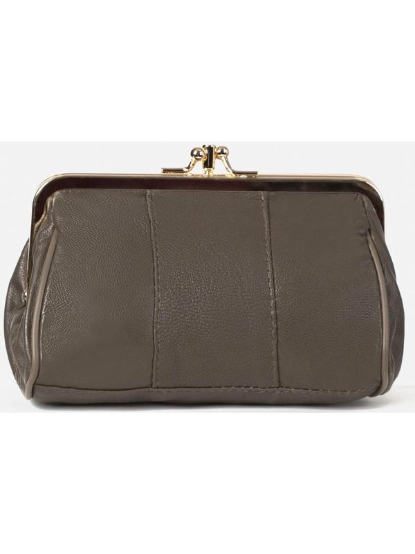 Косметичка на фермуаре, 2 отдела, наружный карман, цвет серый