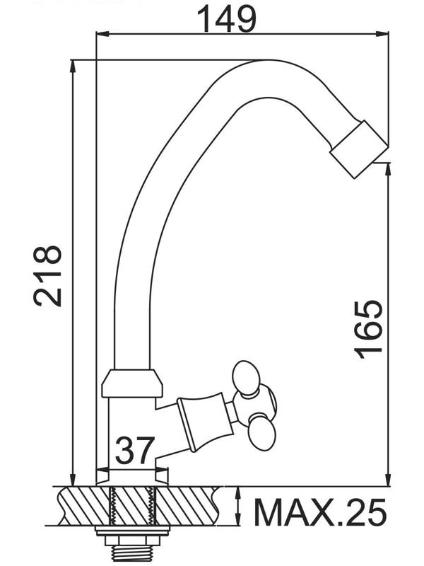 Моносмеситель Accoona A4782M, для холодной воды, синий, хром