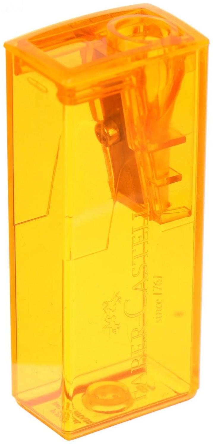 Точилка 1 отверстие с контейнером Faber-Castell 5815 микс*5 цветов, флуоресцентные цвета