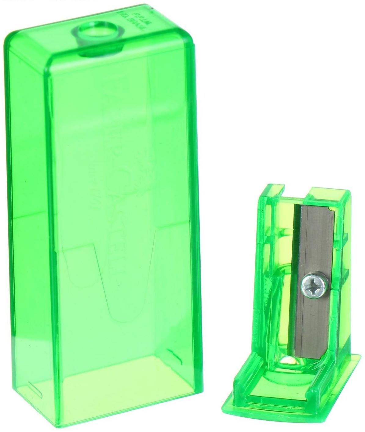 Точилка 1 отверстие с контейнером Faber-Castell 5815 микс*5 цветов, флуоресцентные цвета