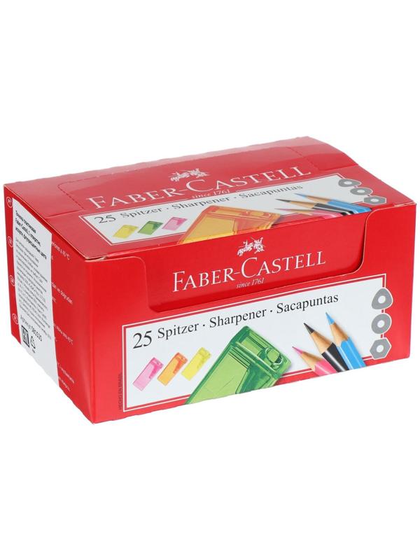 Точилка 1 отверстие с контейнером Faber-Castell 5815 микс*5 цветов, флуоресцентные цвета