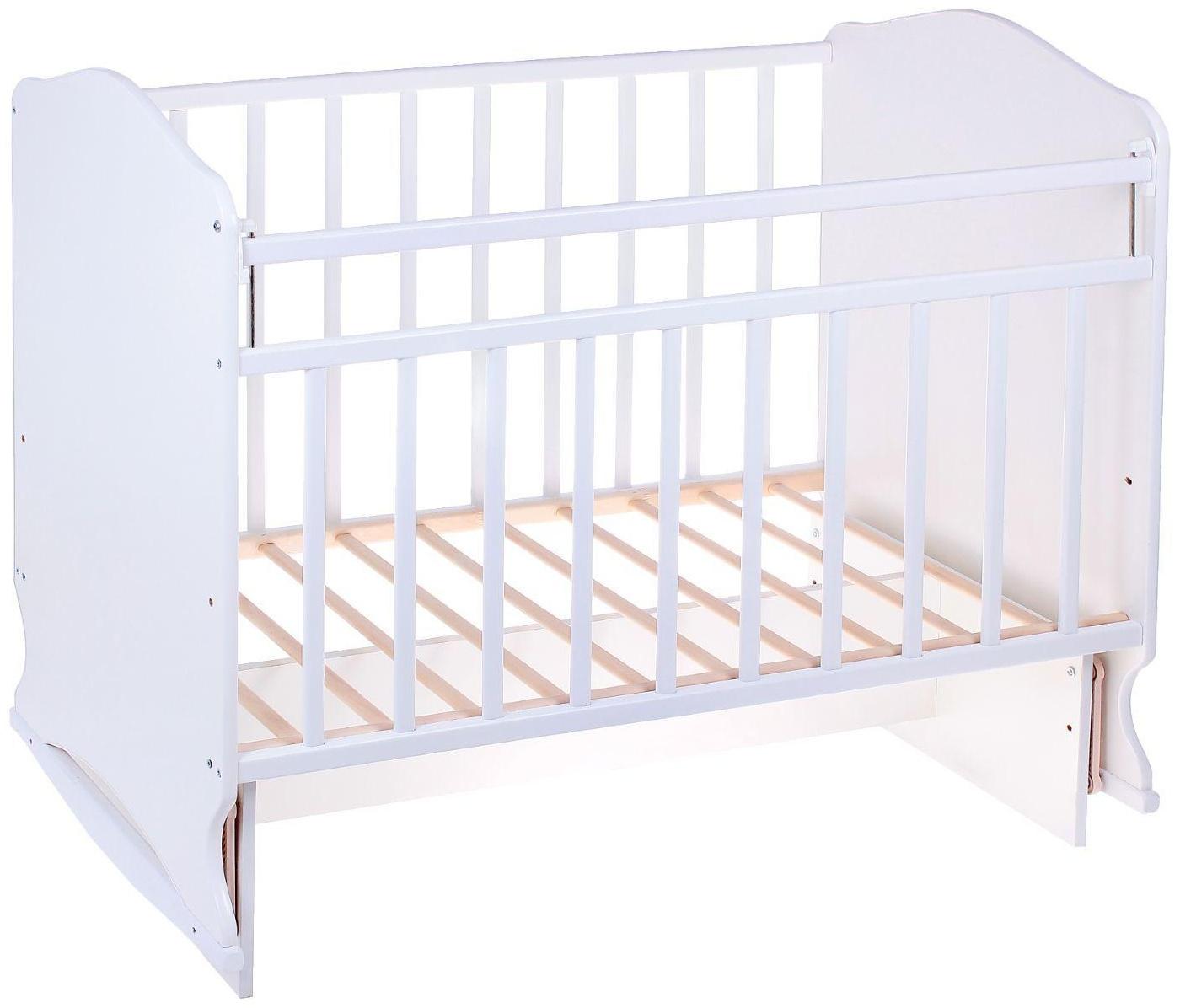 Детская кроватка «Морозко» на качалке с поперечным маятником, цвет белый