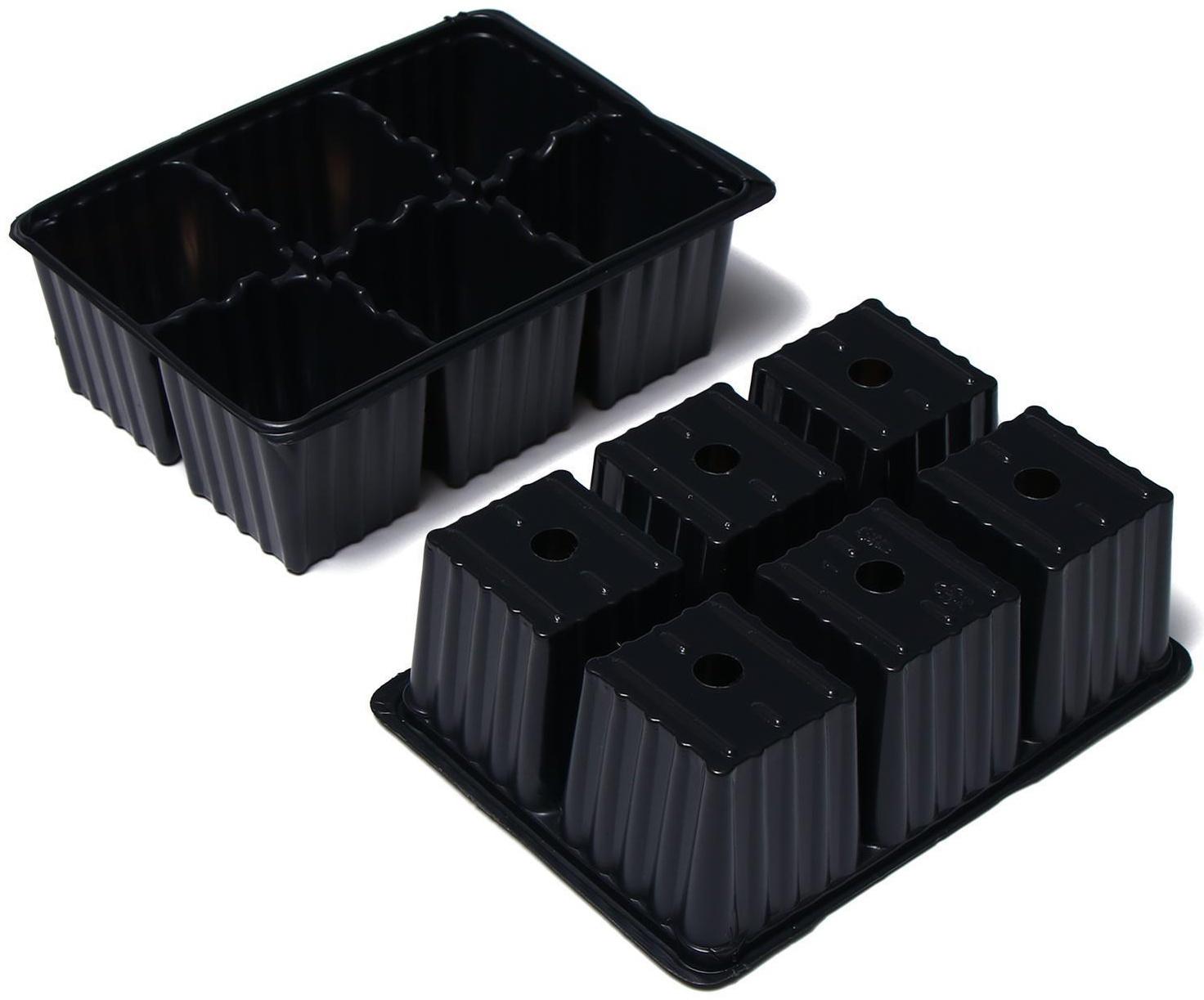 Мини-парник для рассады, 57 × 18 × 14,5 см, 3 вставки, 18 ячеек, Greengo