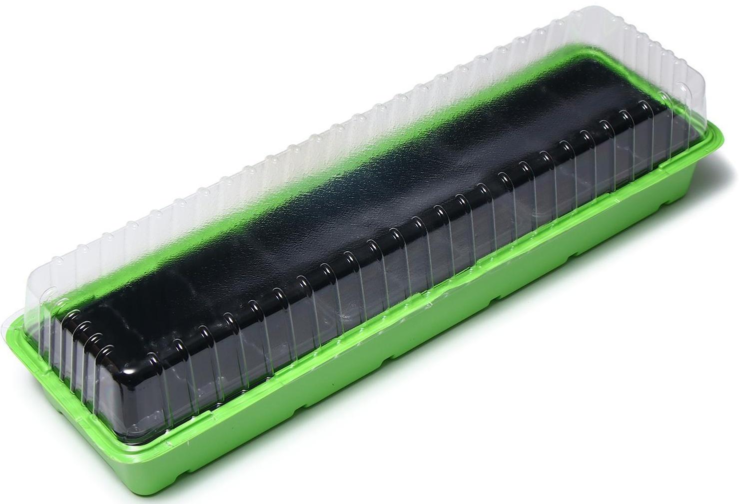 Мини-парник для рассады, 57 × 18 × 14,5 см, 3 вставки, 18 ячеек, Greengo