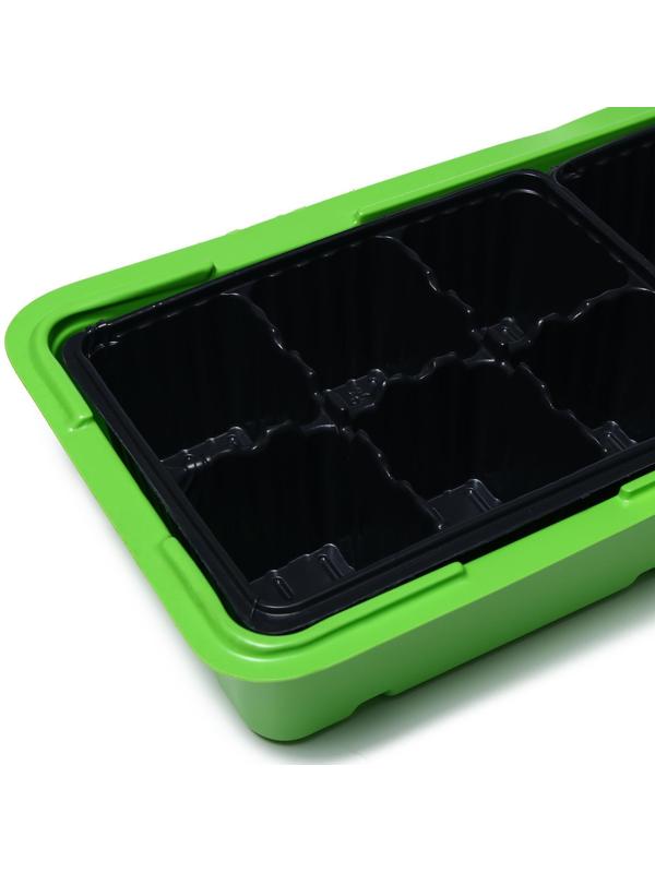 Мини-парник для рассады, 57 × 18 × 14,5 см, 3 вставки, 18 ячеек, Greengo