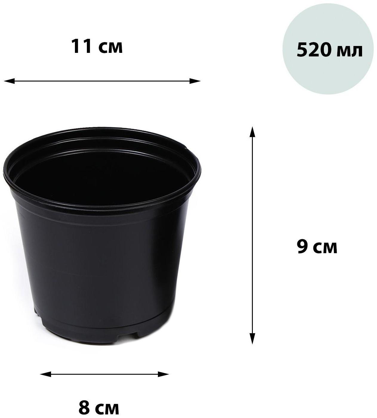 Горшки для рассады Greengo d = 11 см, h = 11 см, чёрный, 520 мл. / 75 шт.