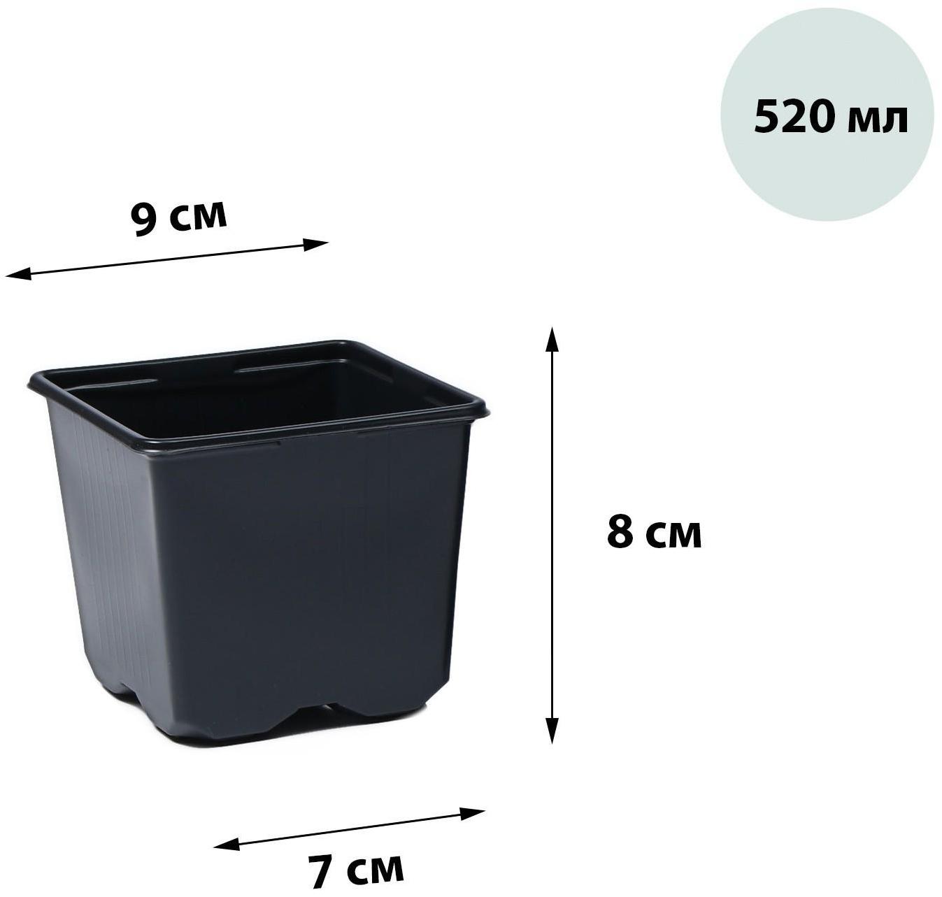 Горшок для рассады, 520 мл, d = 9 см, h = 8 см, чёрный, Greengo
