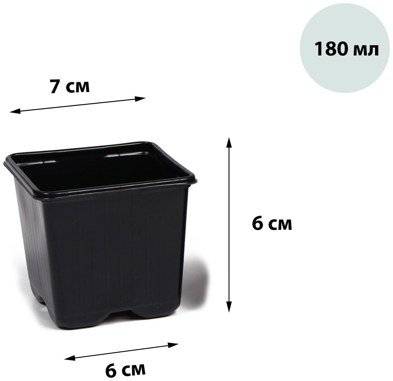 Горшок для рассады, 180 мл, d = 7 см, h = 6 см, чёрный, Greengo